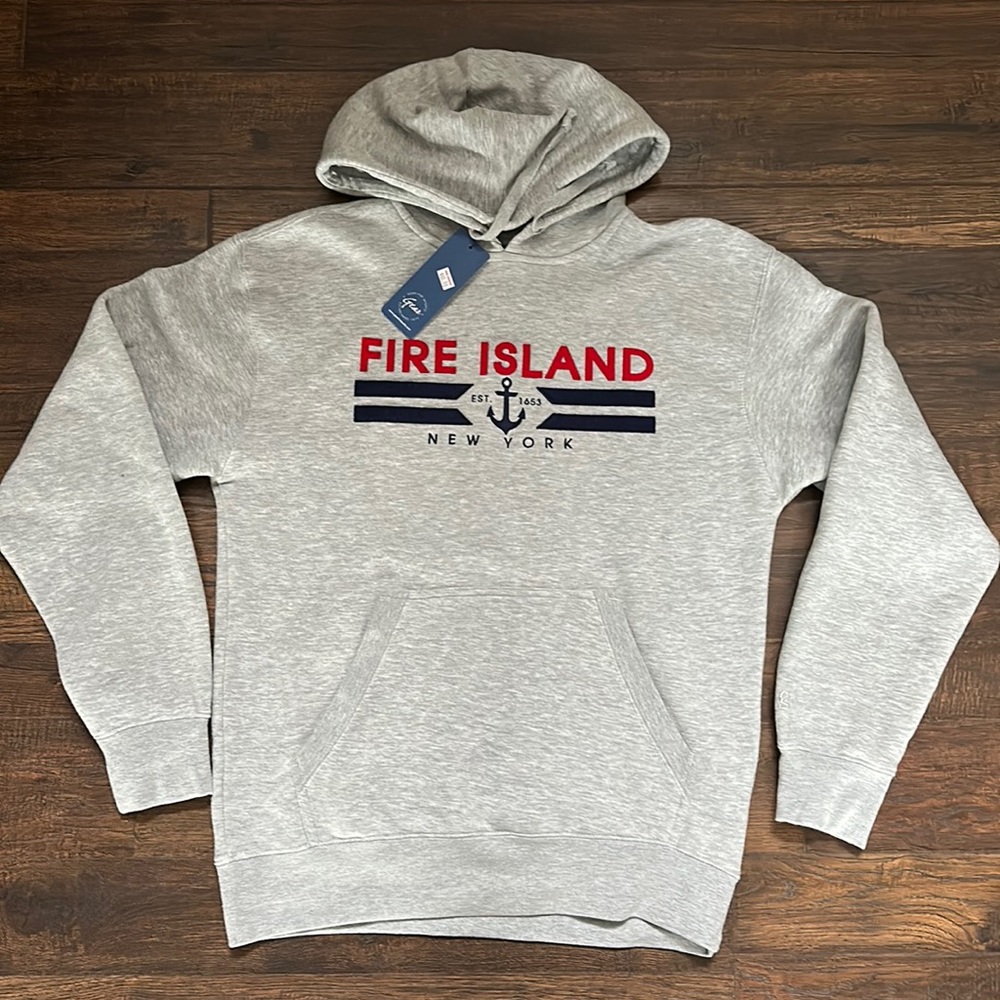 Fire Island New York gray hoodie sweatshirt SZ M medium NWT Gear For Sports NICE